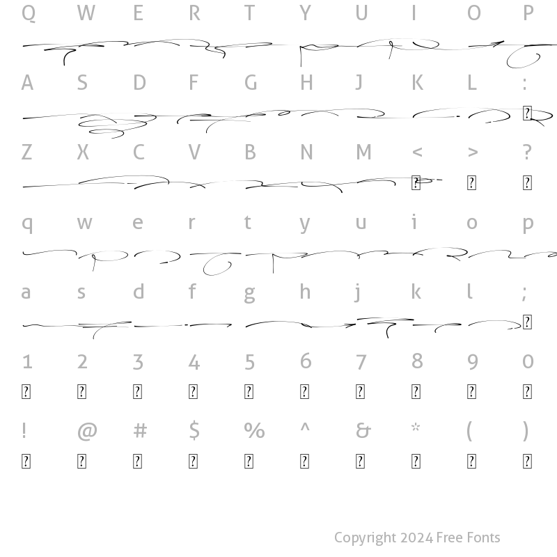 Character Map of Shellana Swashes