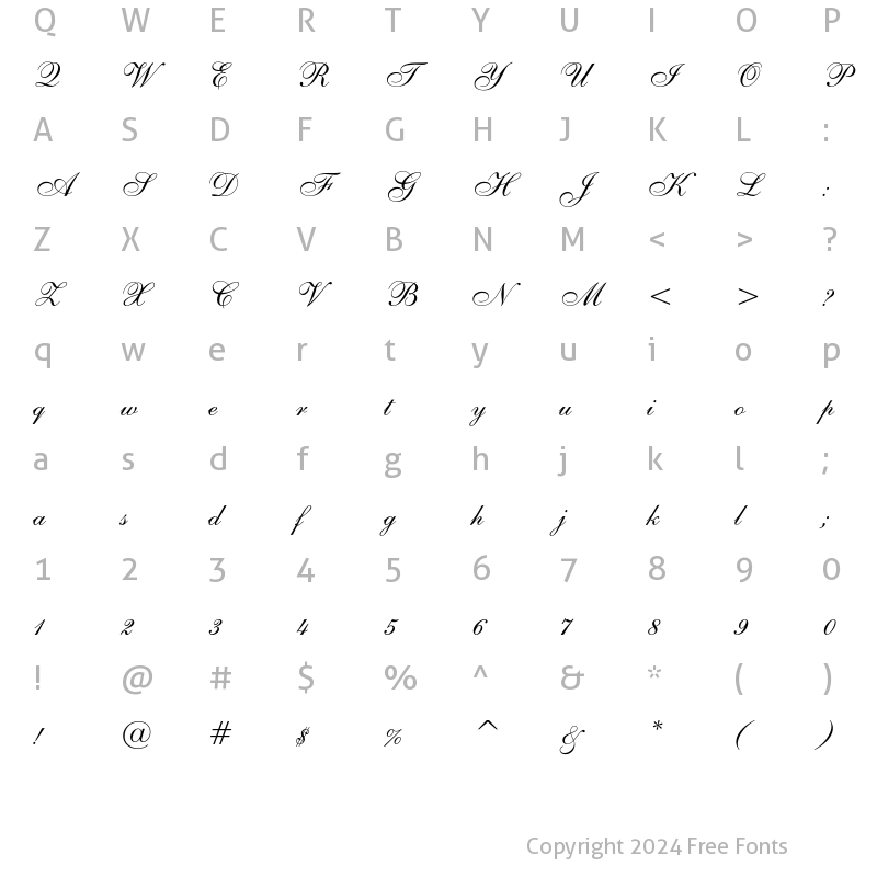 Character Map of Shelley Allegro Regular