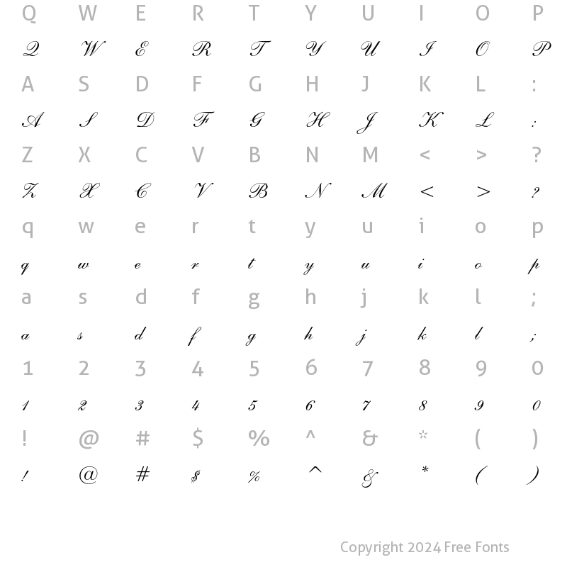 Character Map of Shelley Andante Regular