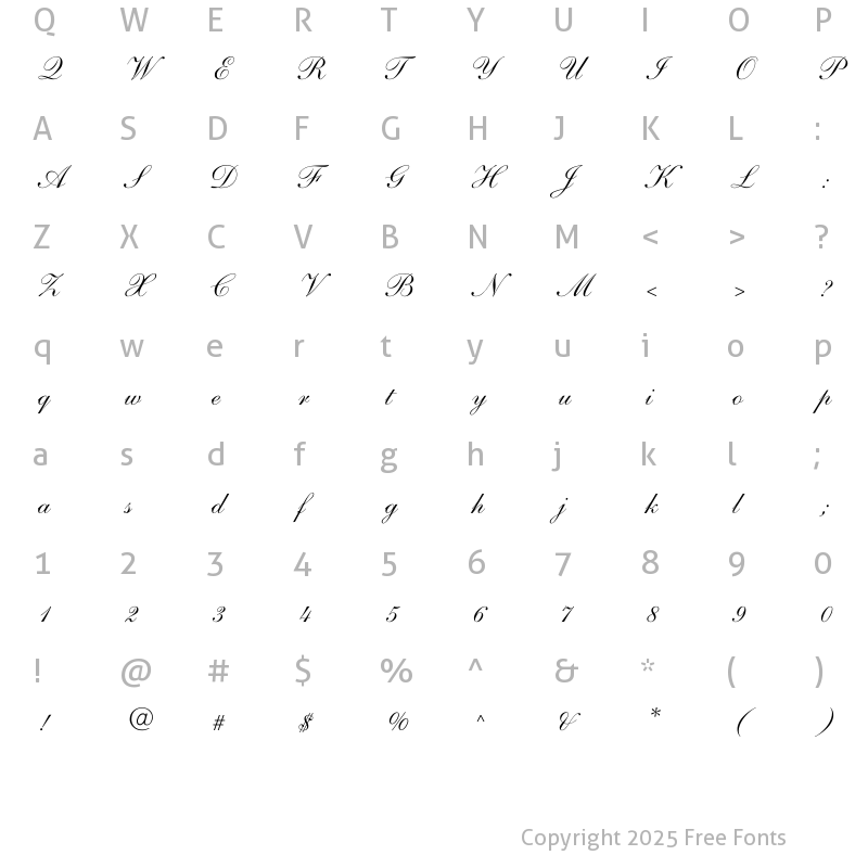 Character Map of ShelleyAndanteScript-Normal Regular