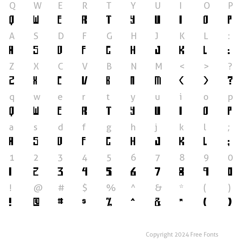 Character Map of shellhead Regular