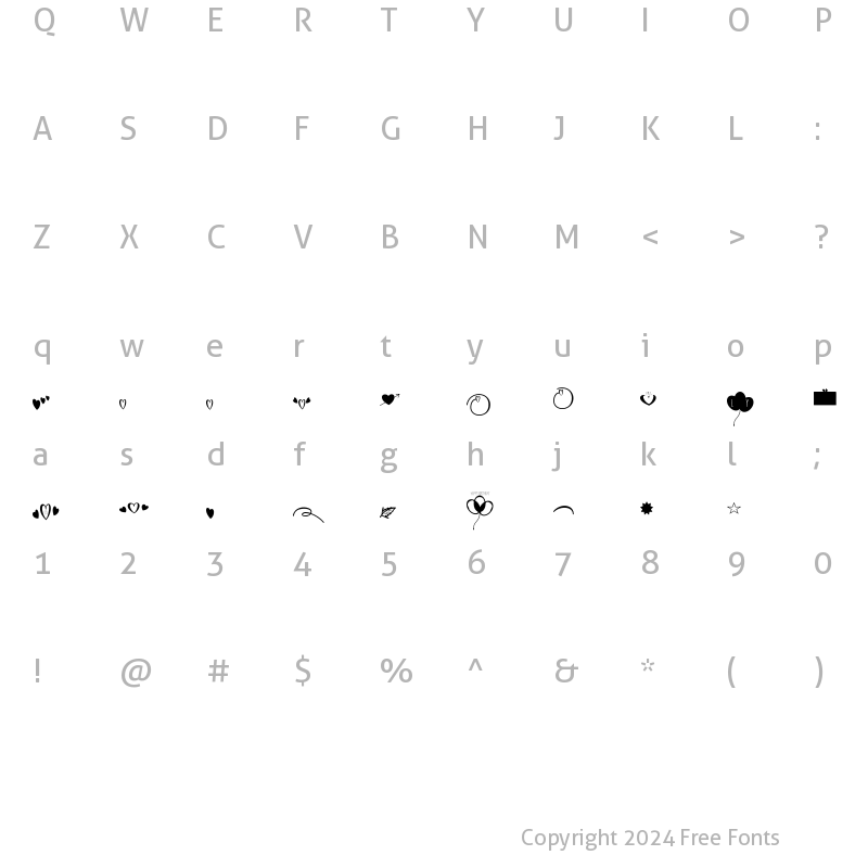 Character Map of Shellonitha Extras Regular