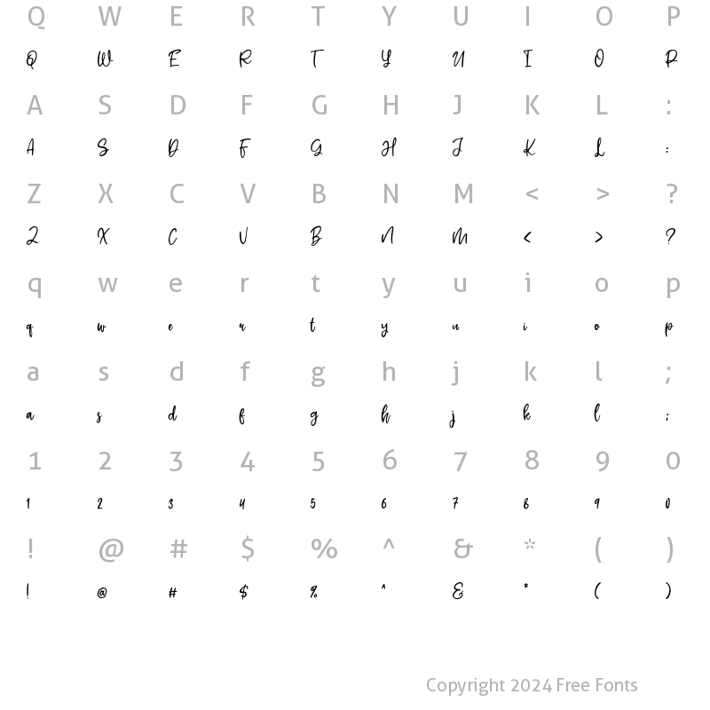 Character Map of Shelva Regular