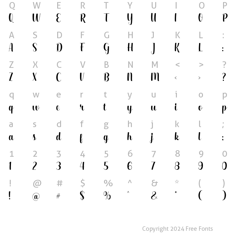 Character Map of Shemory Regular