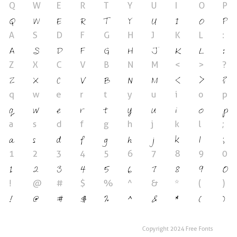 Character Map of SherylsHand Regular