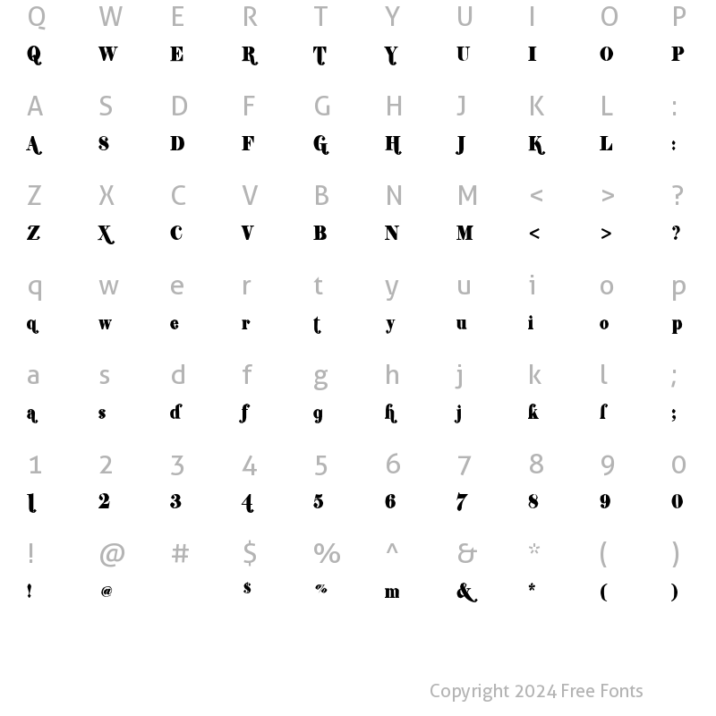 Character Map of Shifty Chica 2 Regular