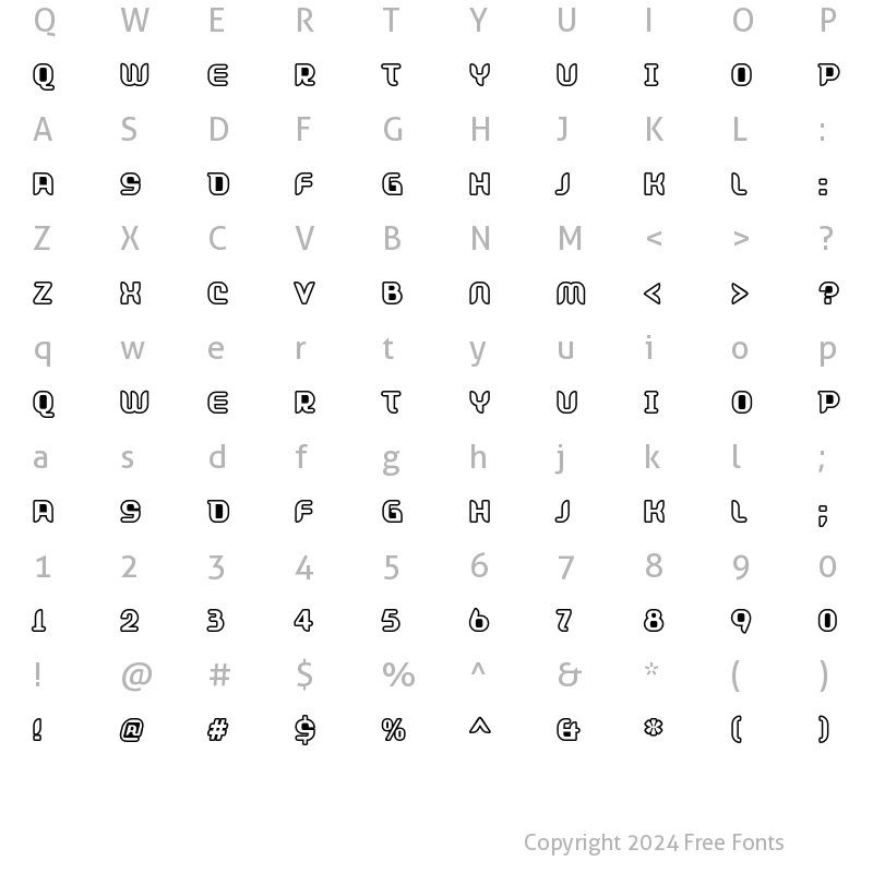 Character Map of Shifty Outline Regular