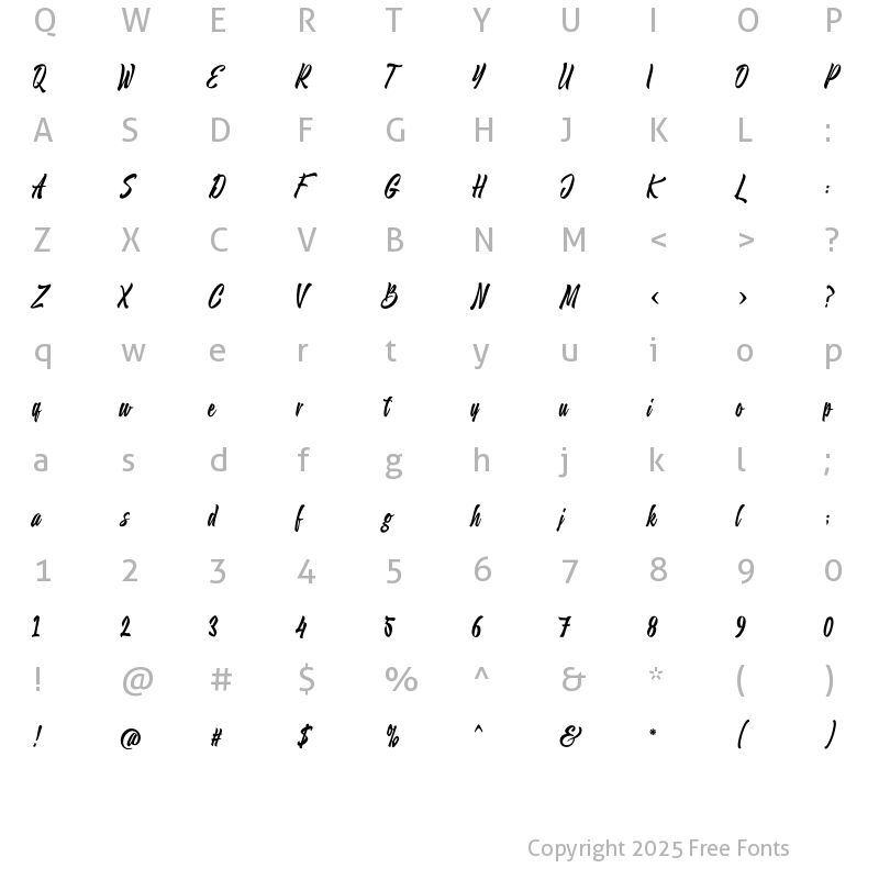 Character Map of Shigutto Bofon Regular