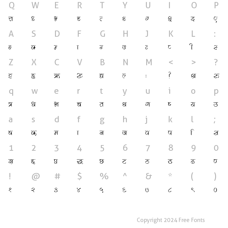 Character Map of Shilaa Regular