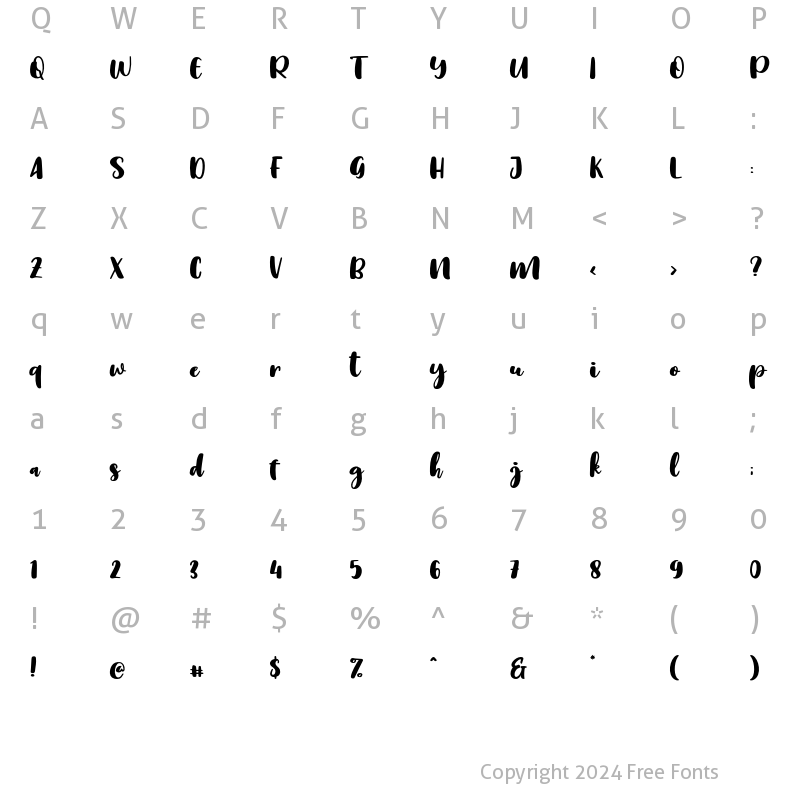 Character Map of Shilfa Regular