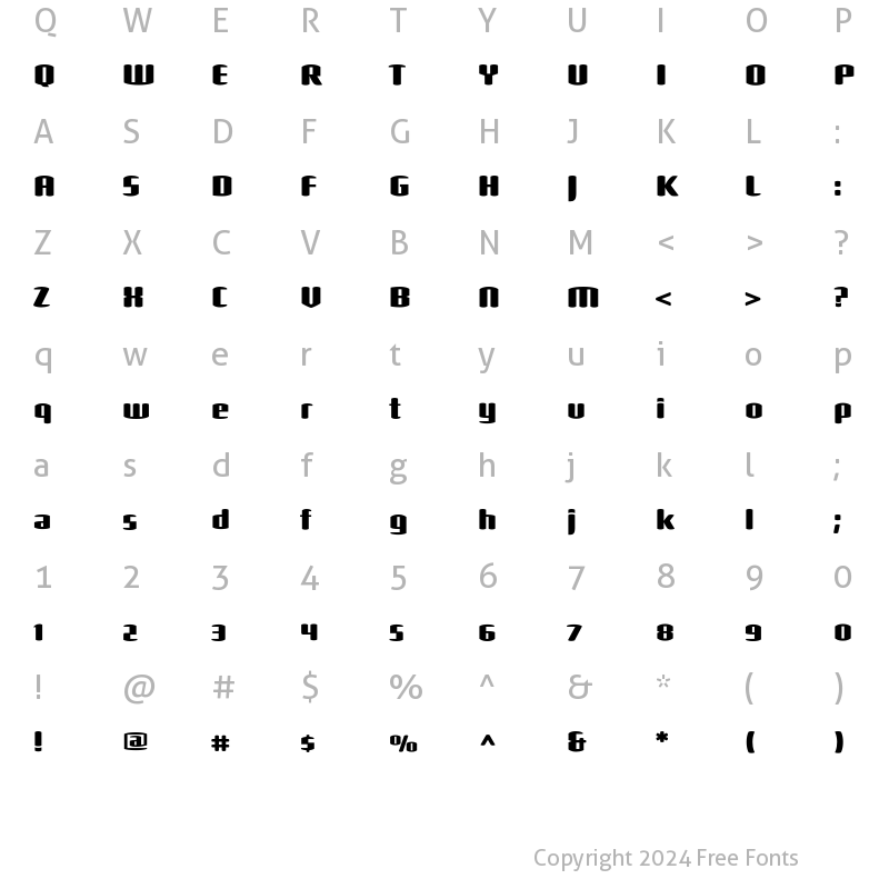 Character Map of Shimano RoundBlackNarrow Regular