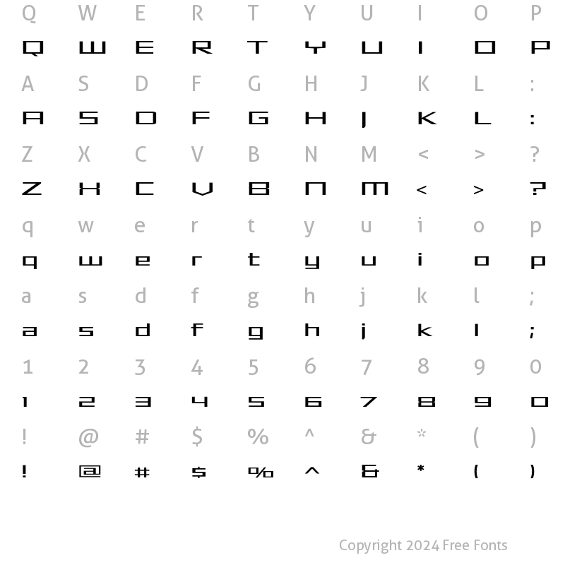 Character Map of Shimano SquareLight Regular