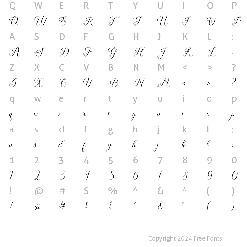 Character Map of Shimphony Regular