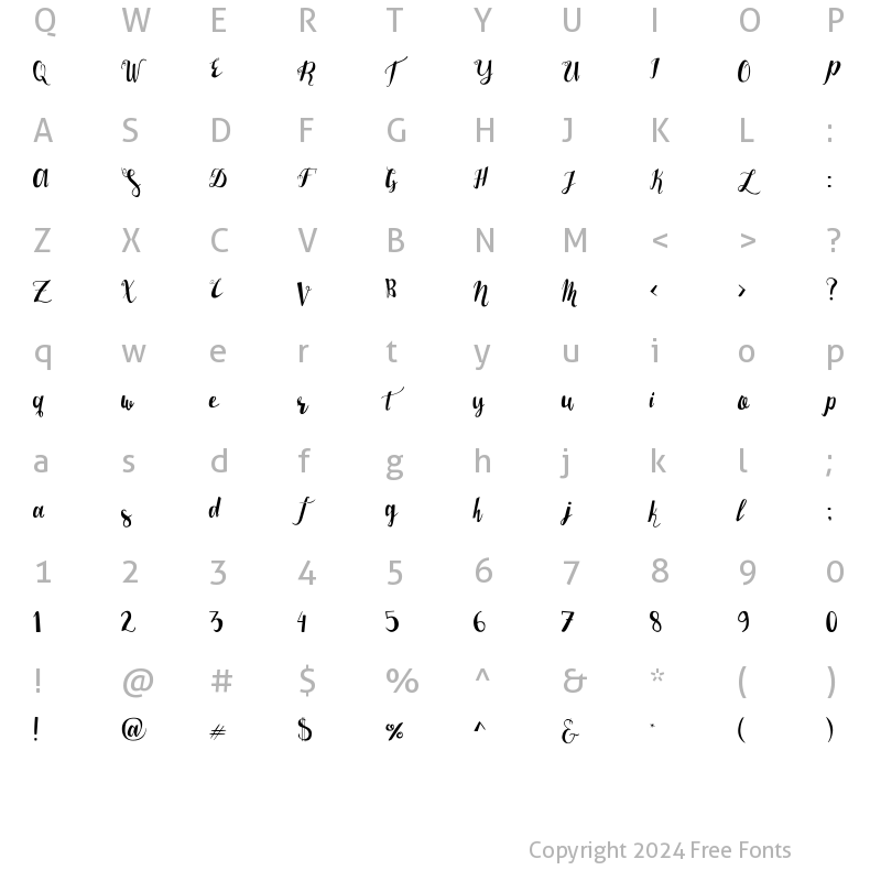 Character Map of Shine And Tokio Script