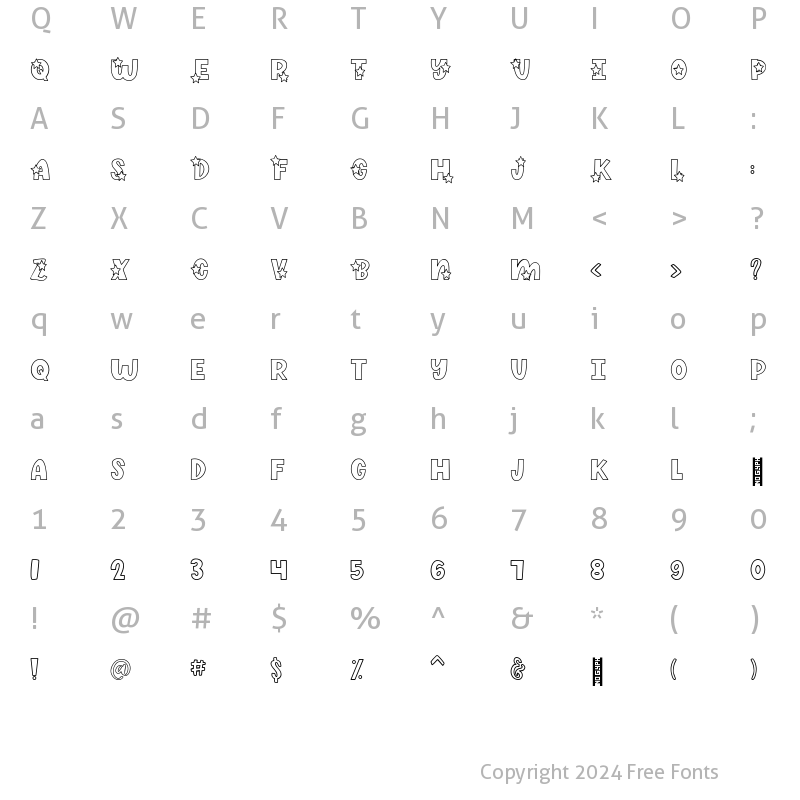 Character Map of Shine Bright Regular