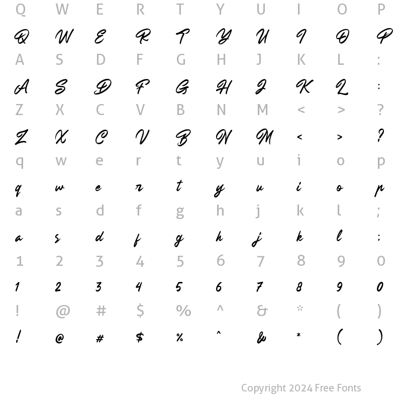 Character Map of Shining On Regular