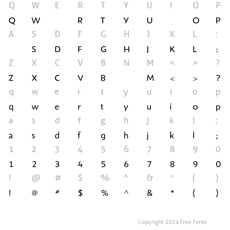 Character Map of ShinnBook Regular