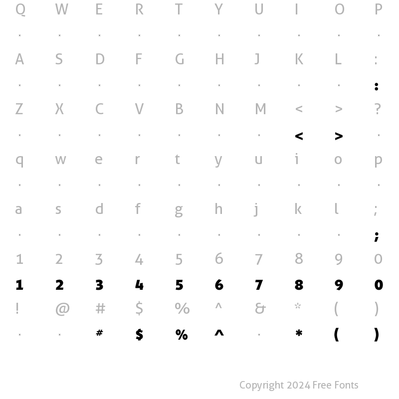 Character Map of ShinnExtraBoldTab Regular