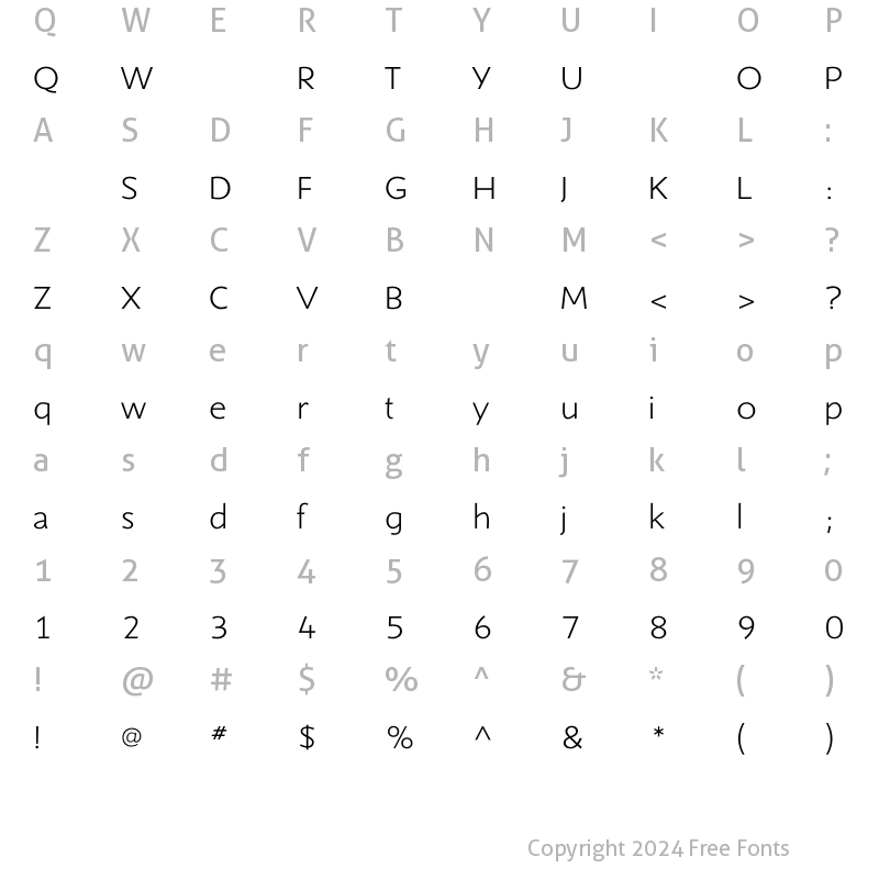 Character Map of ShinnLight Regular