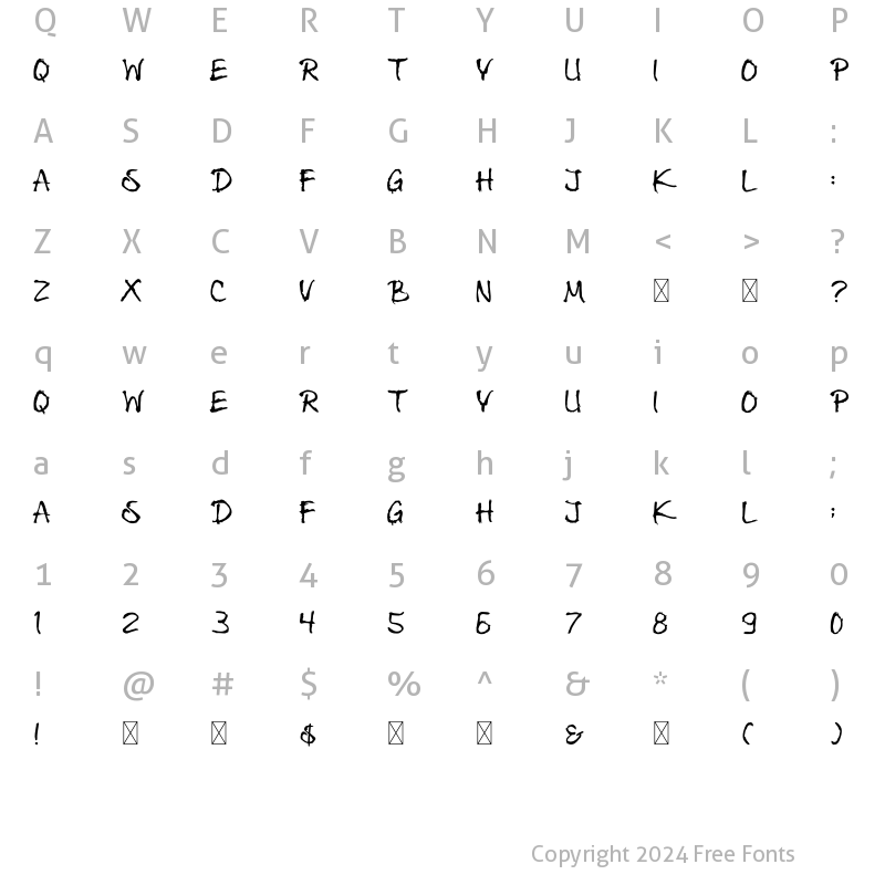 Character Map of Shinrinyoku Regular