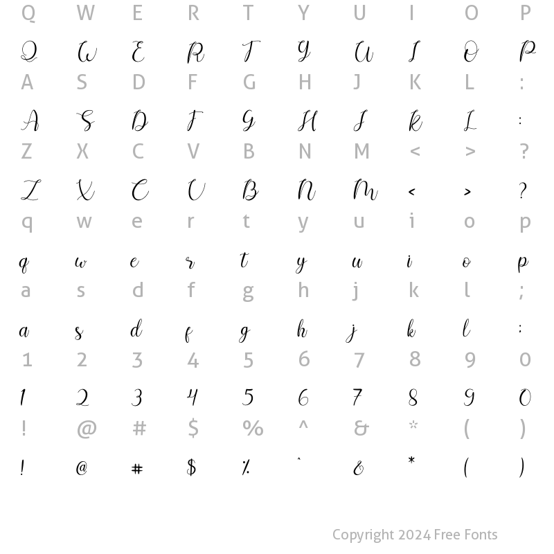 Character Map of Shintia Regular