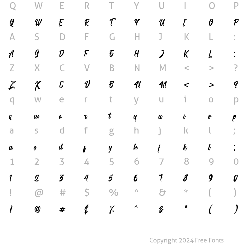 Character Map of Shintonia Regular