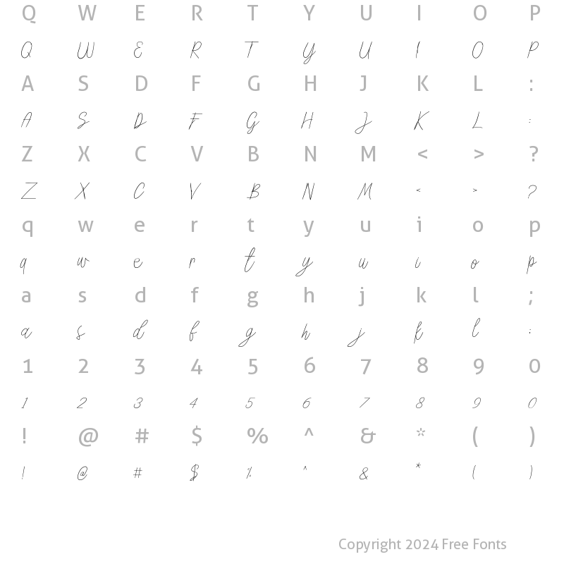 Character Map of Shinttya Regular