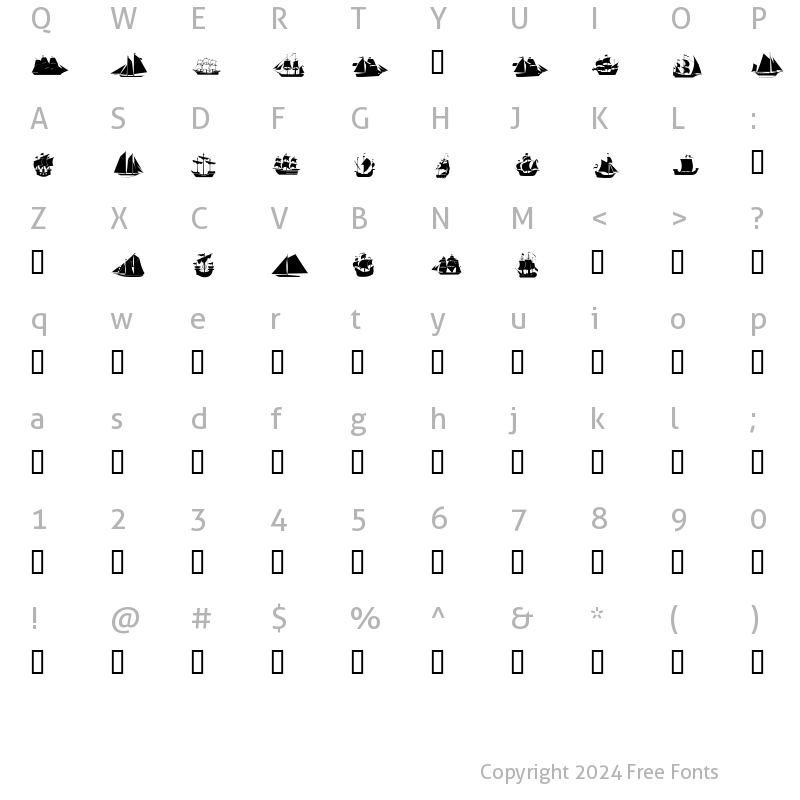 Character Map of Ships Regular