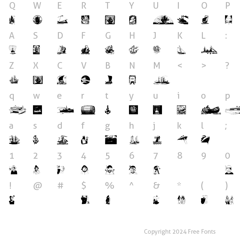 Character Map of ShipsNBoats Regular