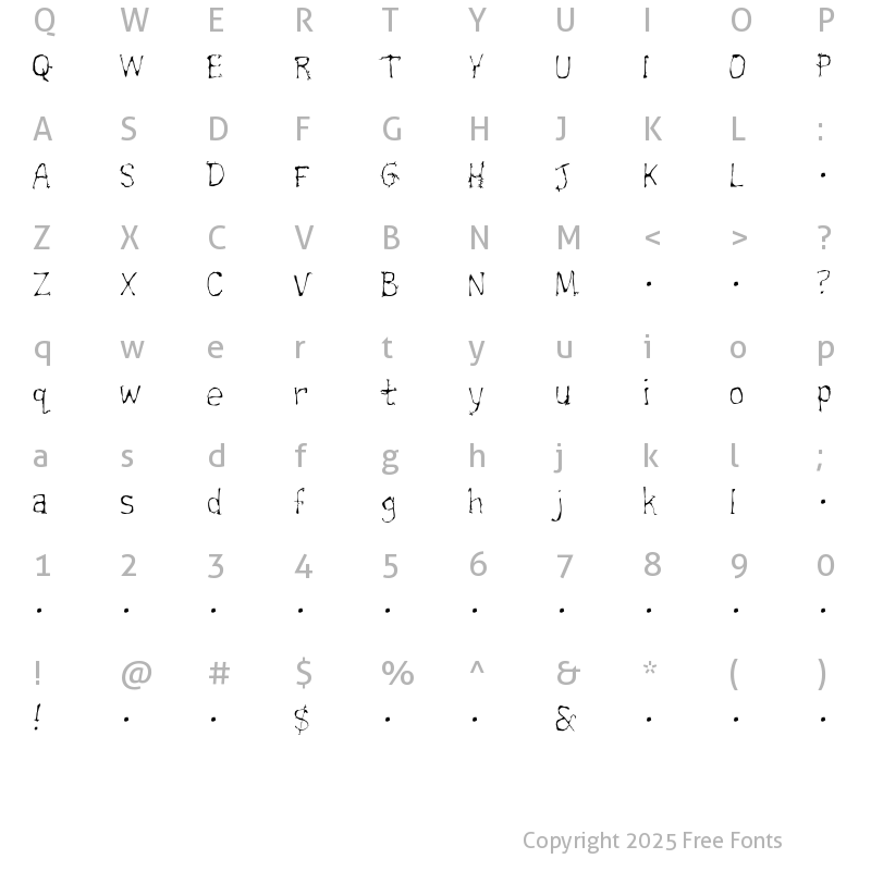 Character Map of ShipwreckLite Light