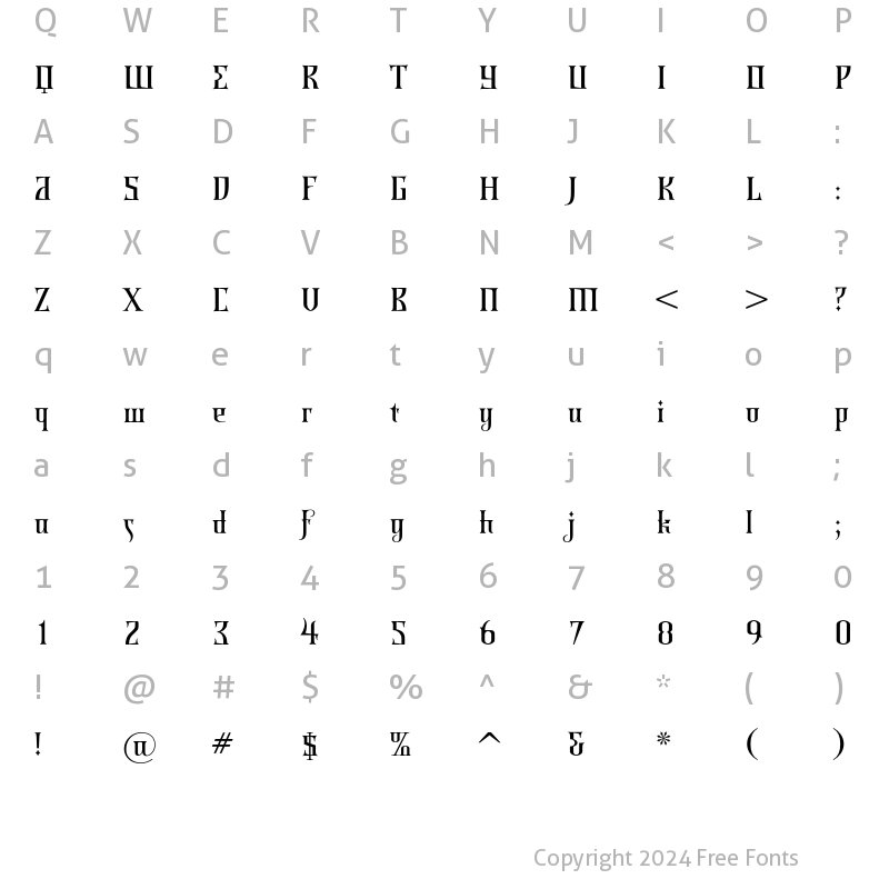 Character Map of Shiraz Regular