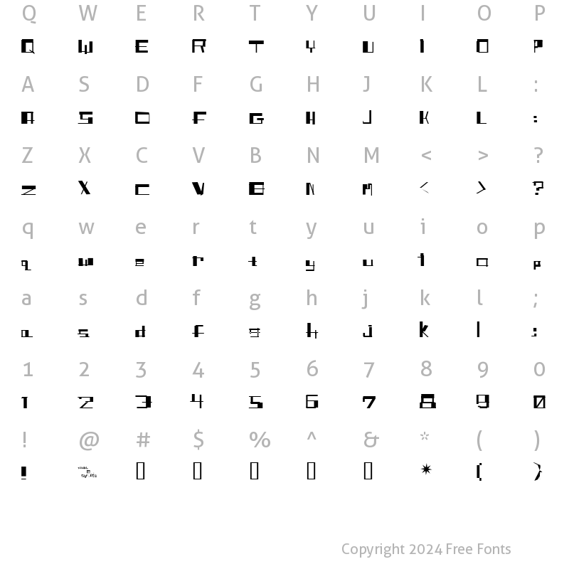 Character Map of Shitfont Regular