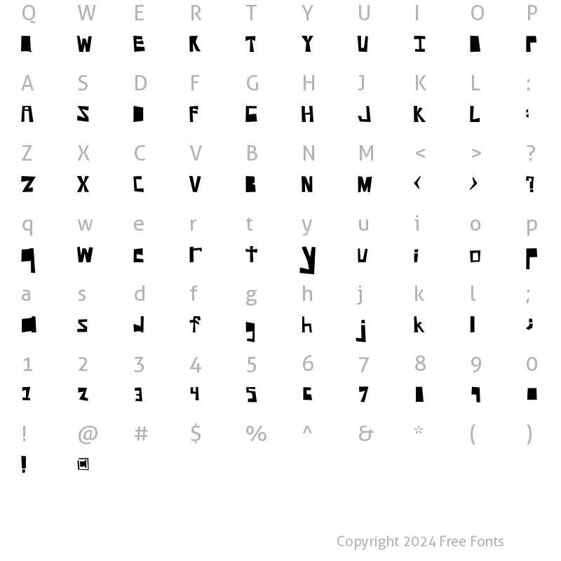 Character Map of Shithouse Regular