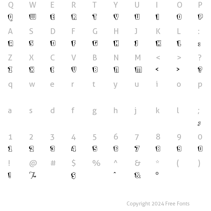 Character Map of Sho-Card-Caps Regular