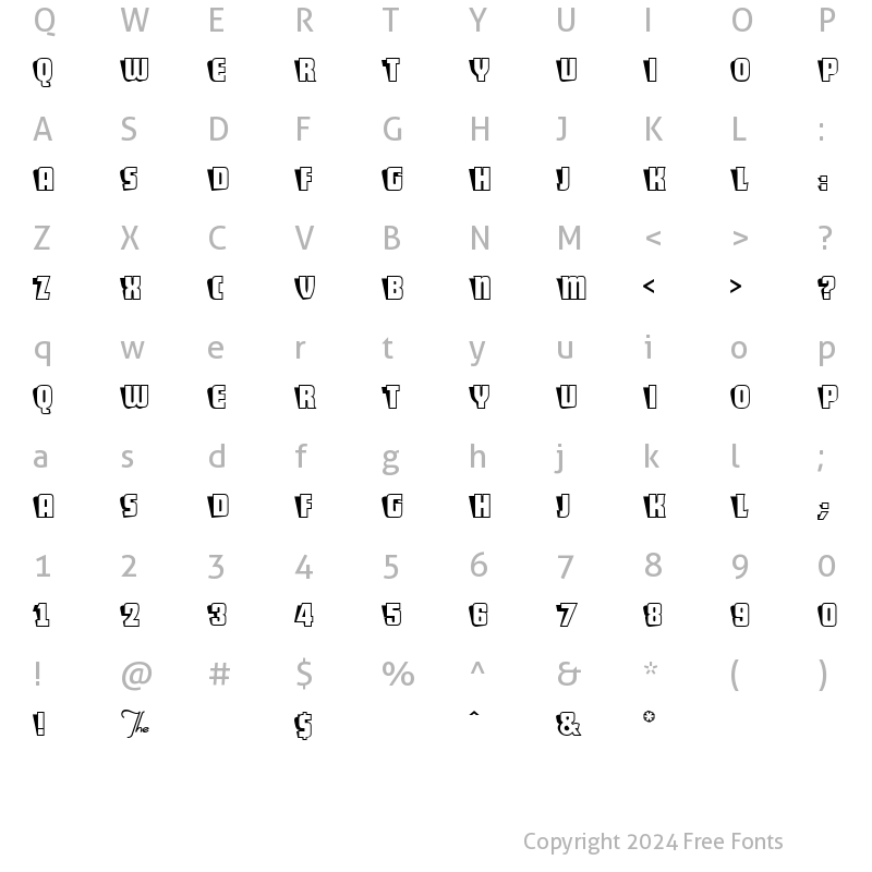 Character Map of ShoCard Capital Regular