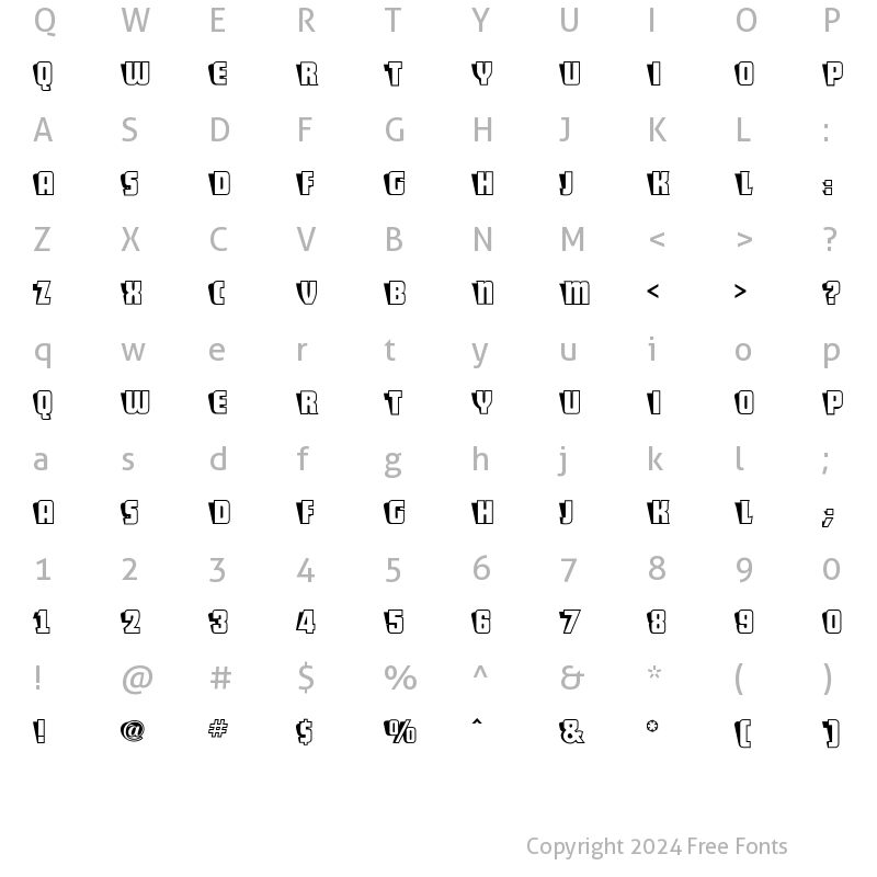 Character Map of ShoCard Caps NF Regular