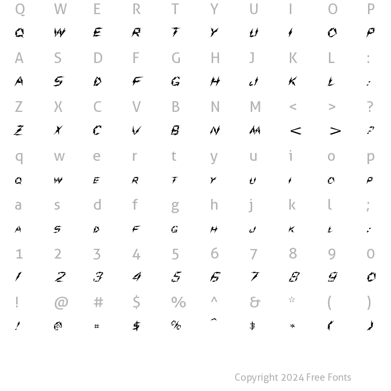 Character Map of Shock Bold