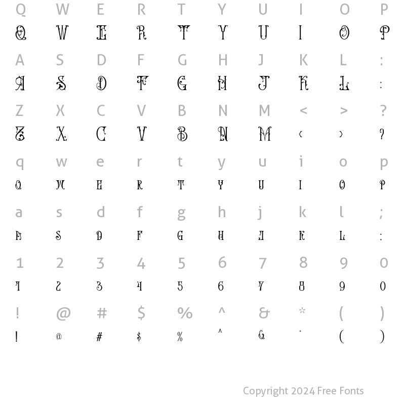 Character Map of Shockerous Regular