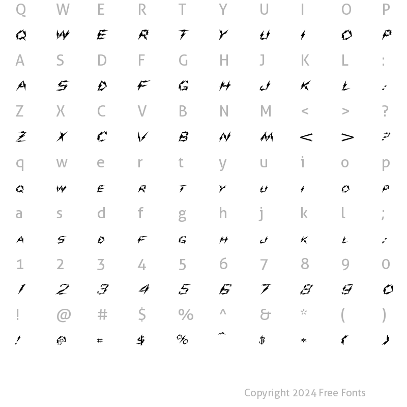 Character Map of ShockExtended Plain