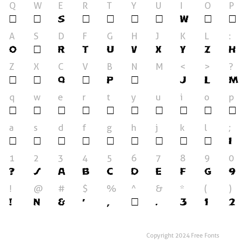 Character Map of ShockFont Regular