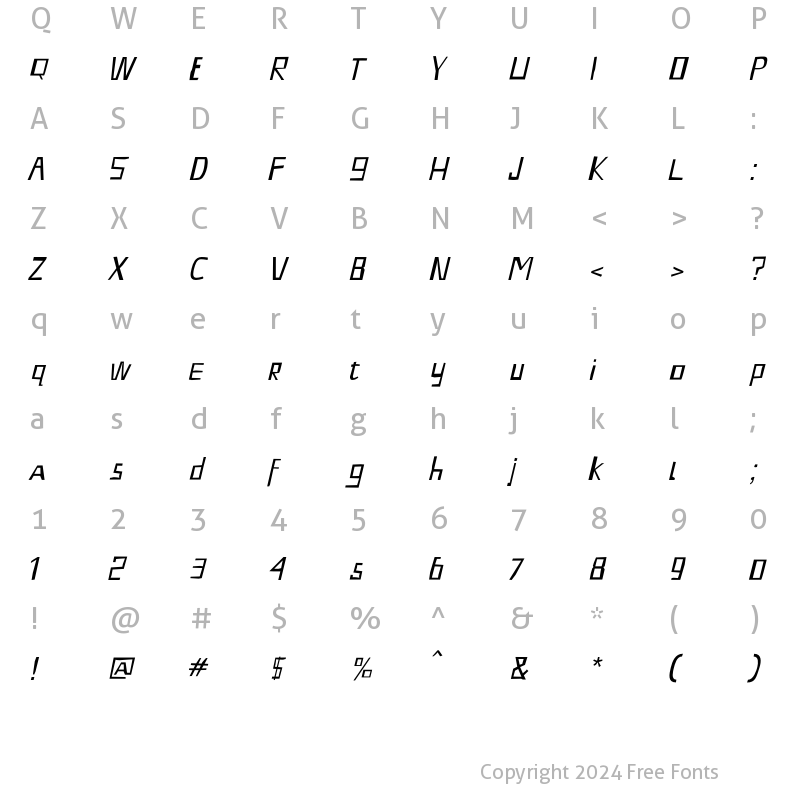 Character Map of ShoeRepairs Italic