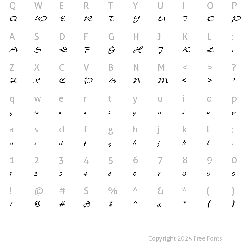 Character Map of Shogun Regular