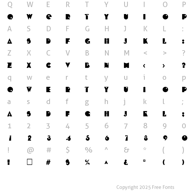 Character Map of Shooter SF Regular