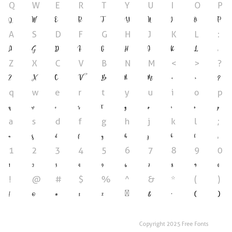 Character Map of Shorin Bestie Regular