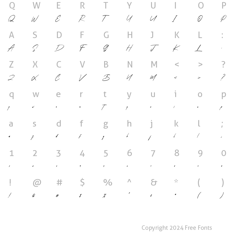 Character Map of Shoterns alt Regular