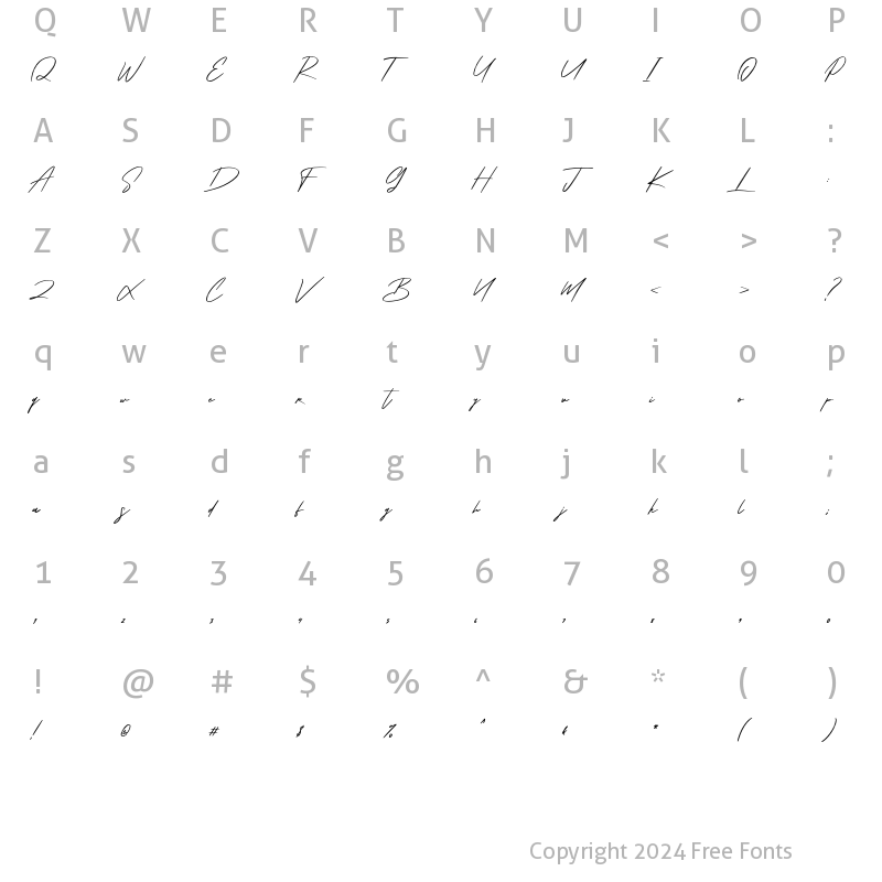 Character Map of Shoterns Regular