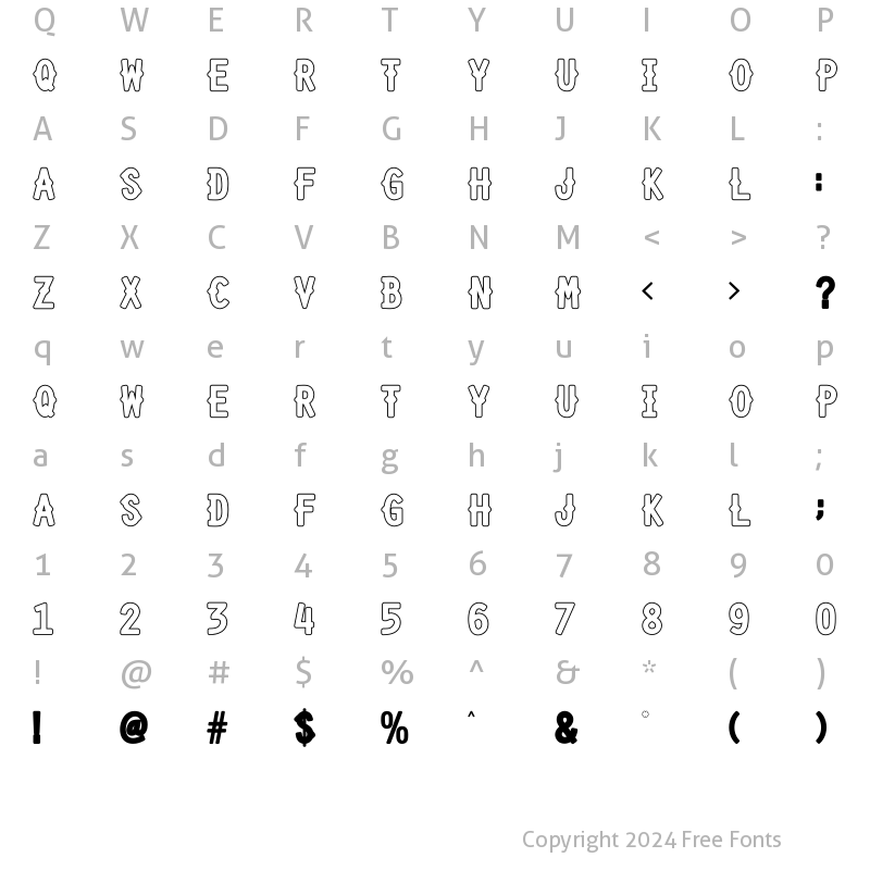 Character Map of Shourtcut Outline Outline