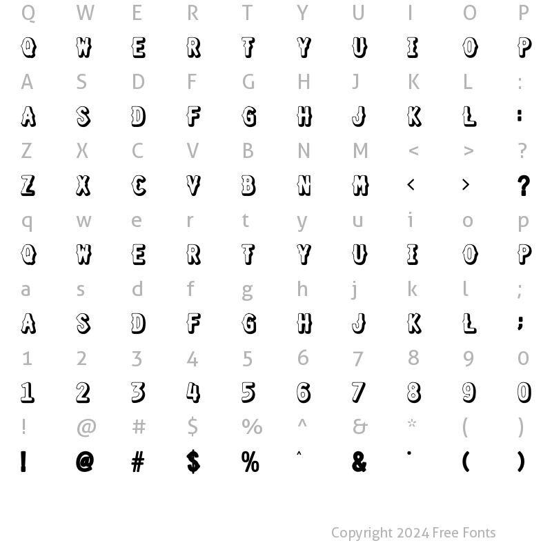 Character Map of Shourtcut Shadow Shadow