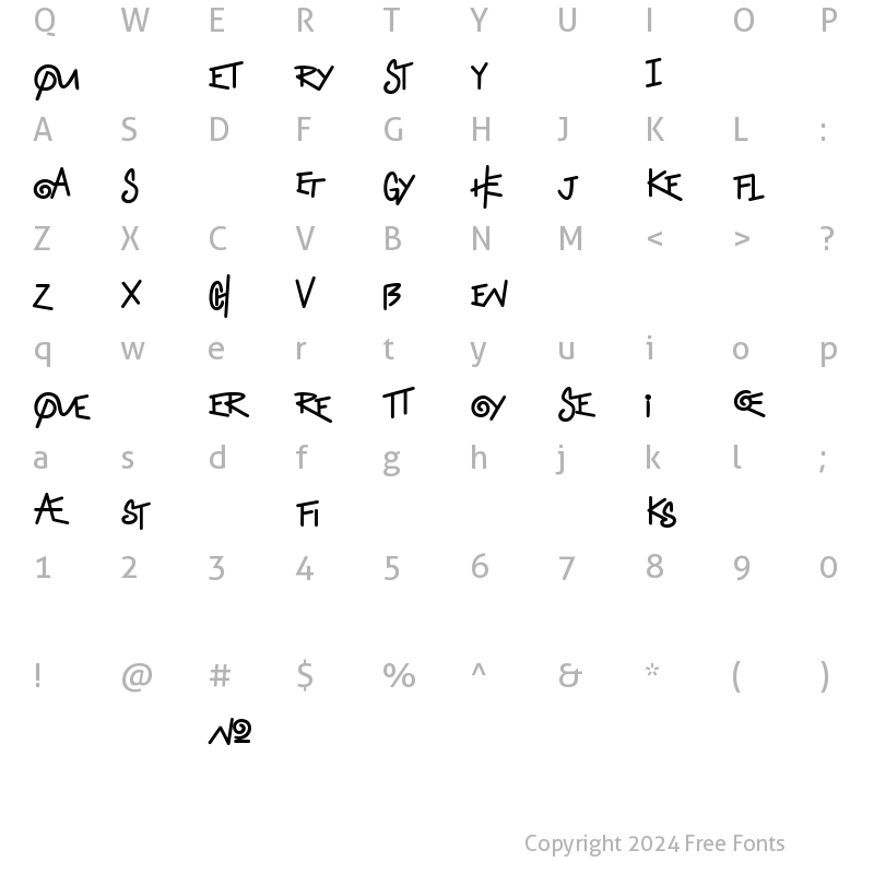 Character Map of Showboat Alt Regular