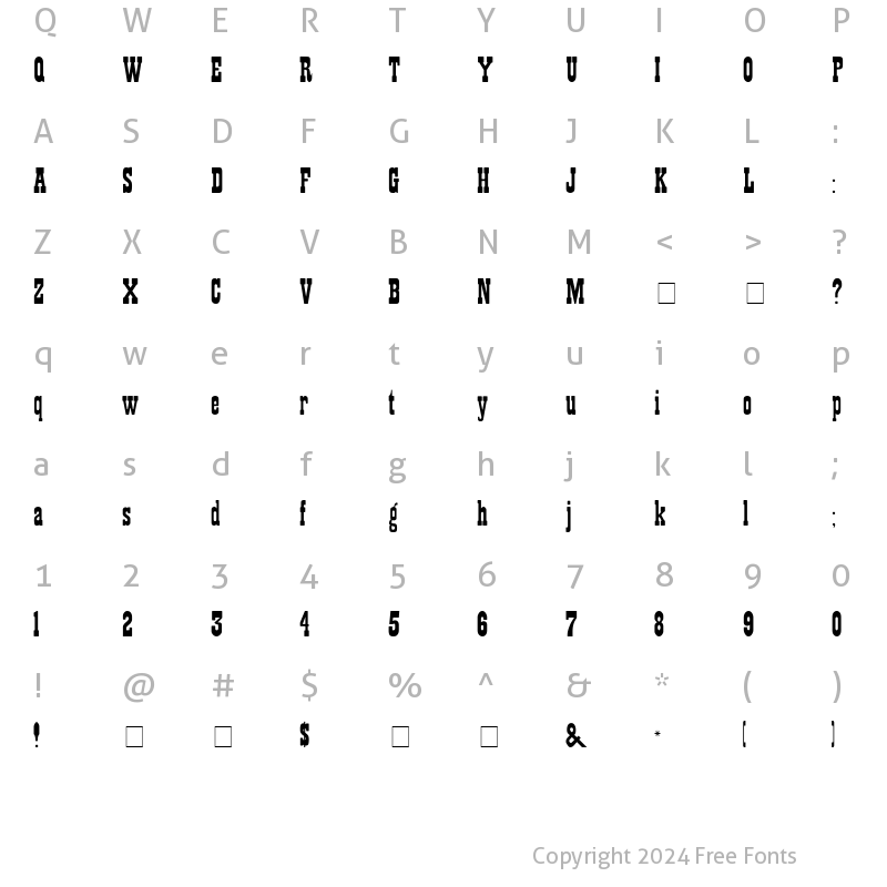 Character Map of Showguide Normal